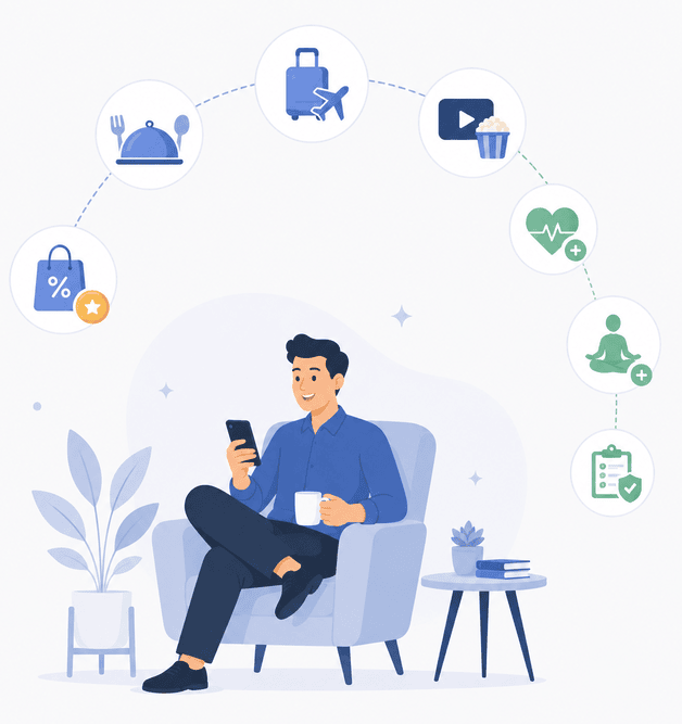 Discounts, Deals & Wellness illustration